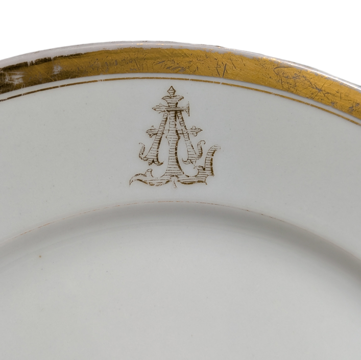 Plato Francés dorado de Vieux Paris o Limoges finales s.XIX