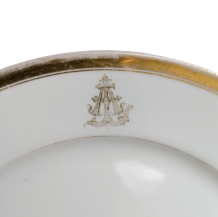 Plato Francés dorado de Vieux Paris o Limoges finales s.XIX