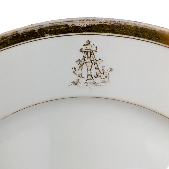 Plato Francés dorado de Vieux Paris o Limoges finales s.XIX