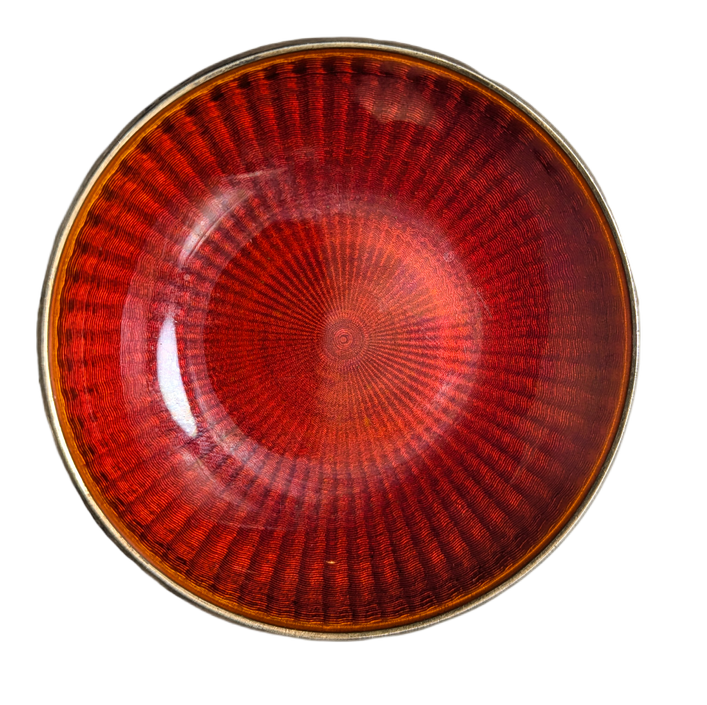 Recipiente plata David Andersen con esmalte Guilloché Rojo, Noruega