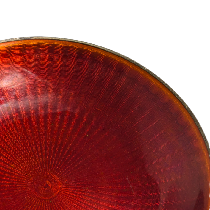 Recipiente plata David Andersen con esmalte Guilloché Rojo, Noruega