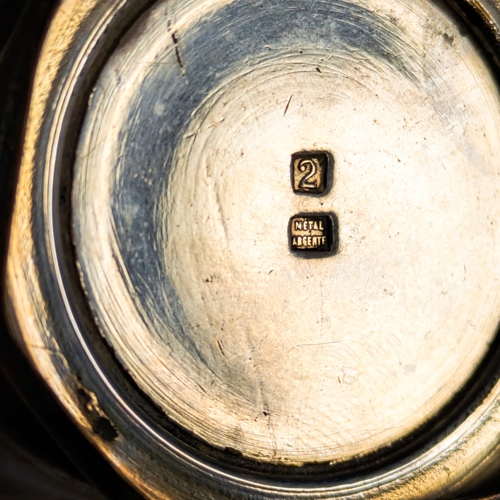 Pareja de Vasos Franceses Bañados en Plata c.1900