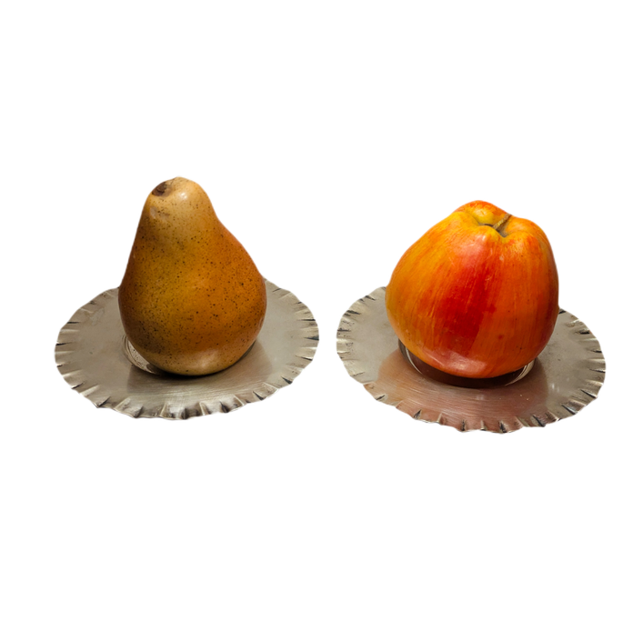 Platos de plata "800" con frutas vela