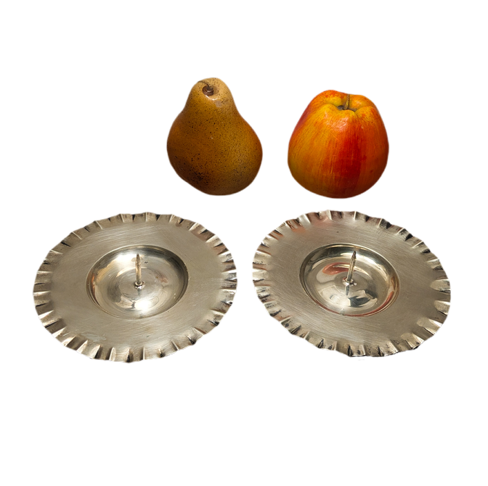 Platos de plata "800" con frutas vela