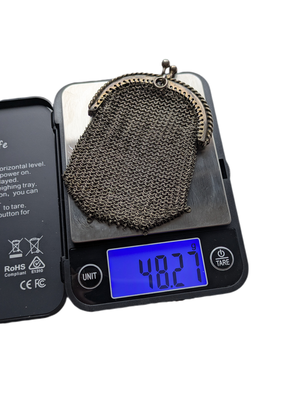 Limosnera monedero de malla de plata "800" italiana