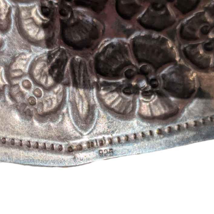 Brazalete de plata 925 mexicana con flores