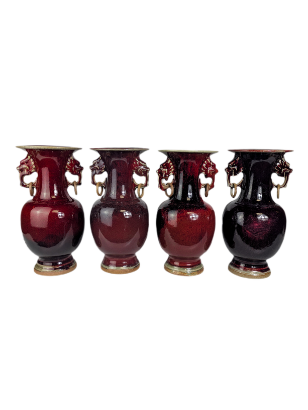 Conjunto de 4 Jarrones Sang de Boeuf Chinos s.XX