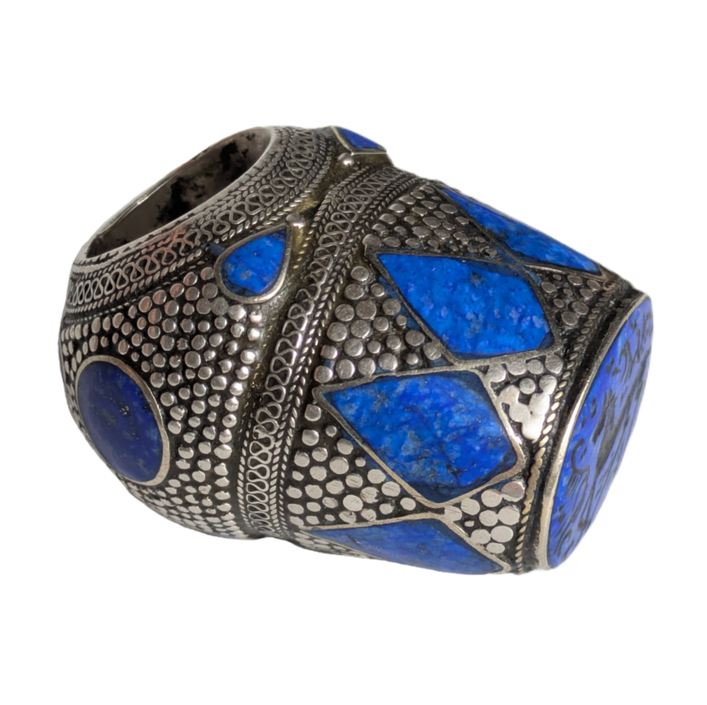 Anillo de Plata y lapislázuli tribal Kuchi, Afganistán
