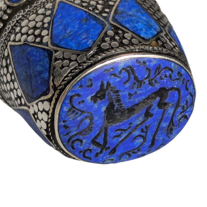 Anillo de Plata y lapislázuli tribal Kuchi, Afganistán