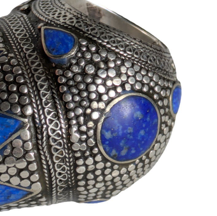 Anillo de Plata y lapislázuli tribal Kuchi, Afganistán