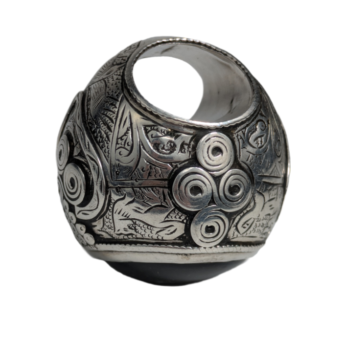 Anillo de Plata y ágata tribal Kuchi, Afganistán