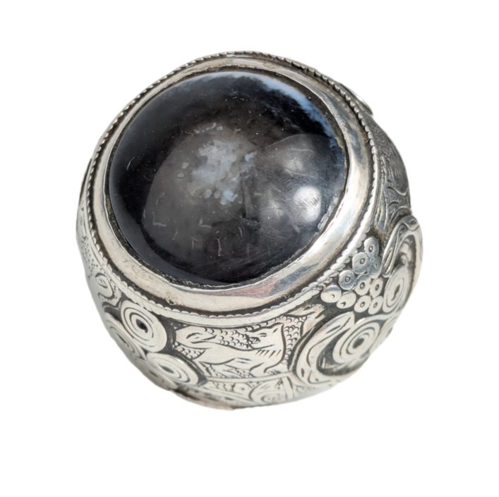 Anillo de Plata y ágata tribal Kuchi, Afganistán