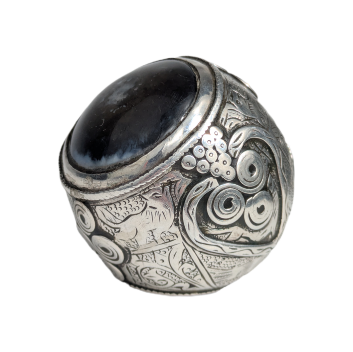 Anillo de Plata y ágata tribal Kuchi, Afganistán
