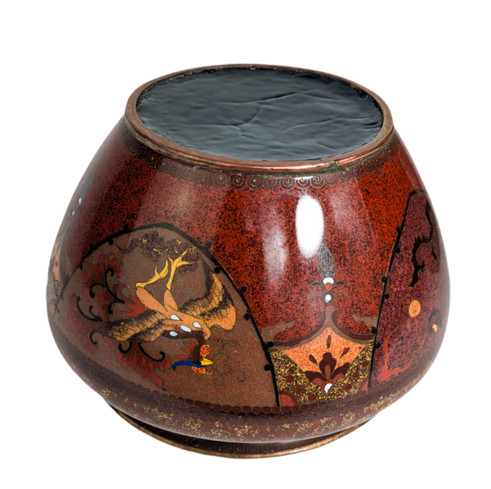 Macetero de Cloisonné Japonés dragón y Fénix periodo Meiji (1868-1911)