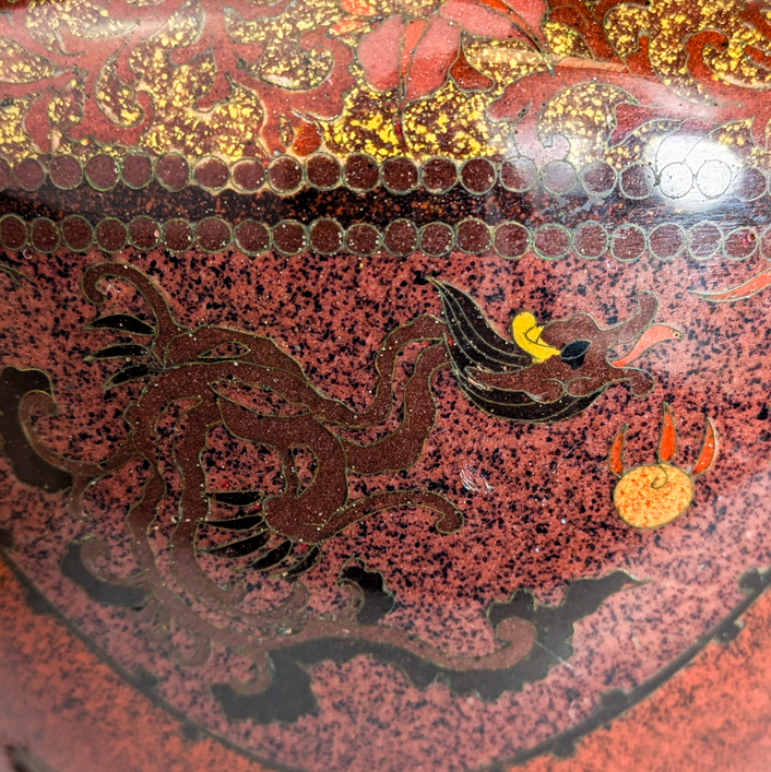 Macetero de Cloisonné Japonés dragón y Fénix periodo Meiji (1868-1911)