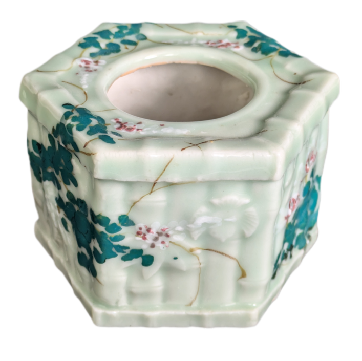 Haidai Calentador de copas de sake Japonés celadón Seto Periodo Meiji (1868-1911)