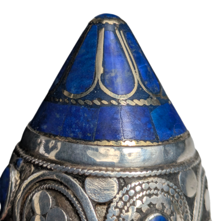 Anillo de plata Joyería Tribal Kuchi con lapislázuli, Afganistán
