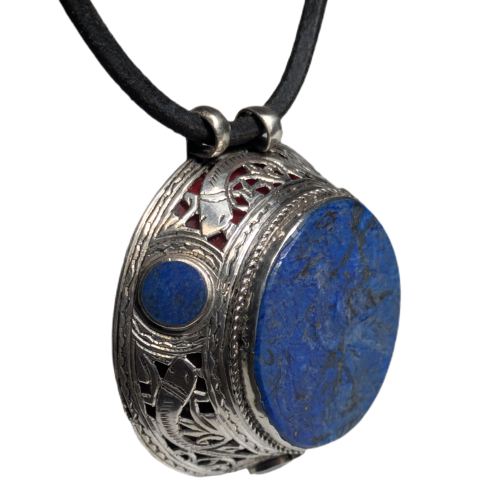 Collar de Plata con lapislázuli tribal Kuchi, Afganistán