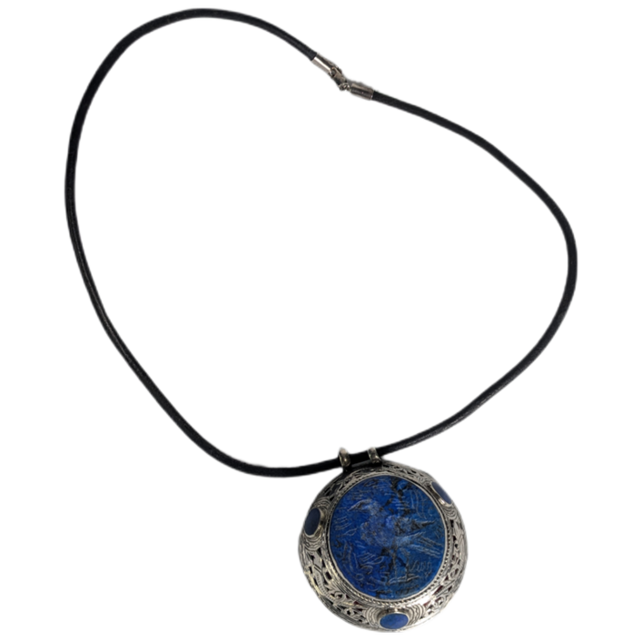 Collar de Plata con lapislázuli tribal Kuchi, Afganistán