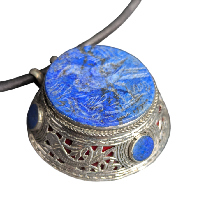 Collar de Plata con lapislázuli tribal Kuchi, Afganistán