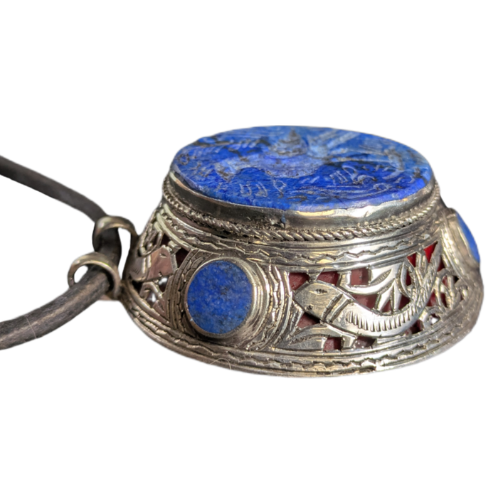 Collar de Plata con lapislázuli tribal Kuchi, Afganistán