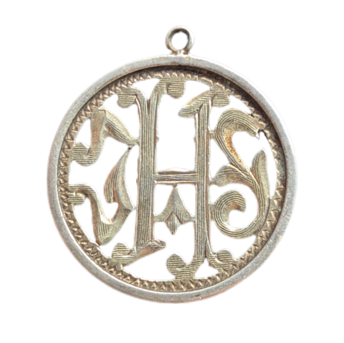 Colgante de plata de rosario Jesuita J.H.S s.XIX