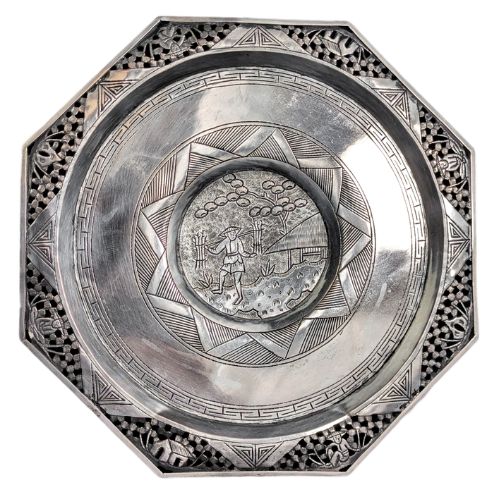 Plato de plata vietnamita octogonal s.XX 82g