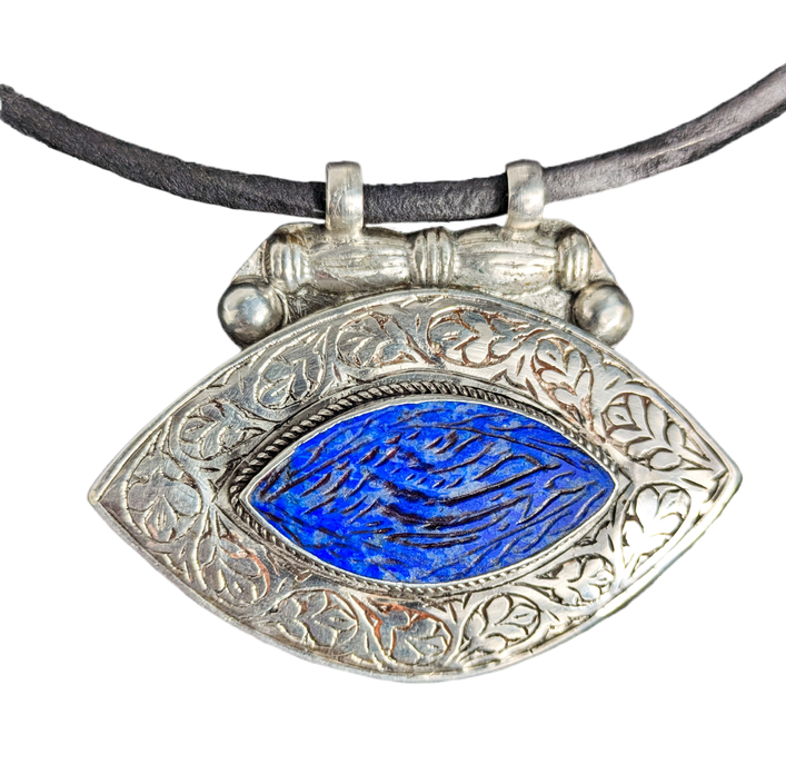 Colgante plata tribal kuchi lapislazuli
