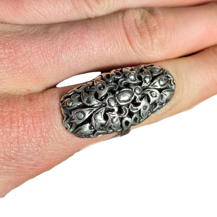 Anillo de plata navette neobarroco 16g