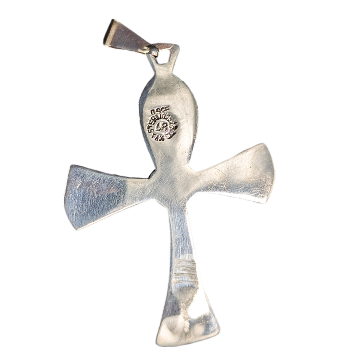 Colgante cruz ankh egyptian revival plata 925 ojo de tigre