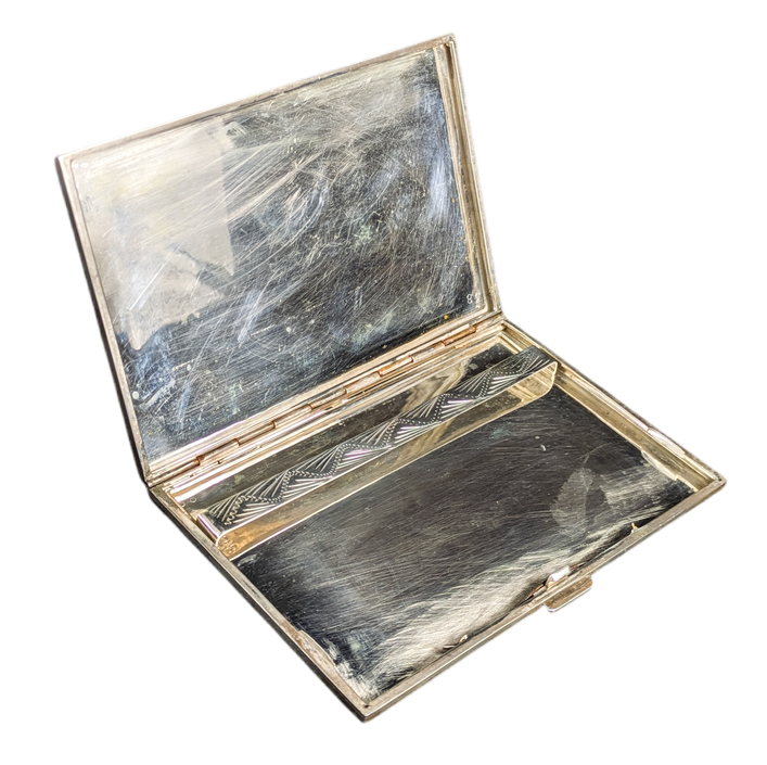 Pitillera italiana de plata 800 burilada 122g