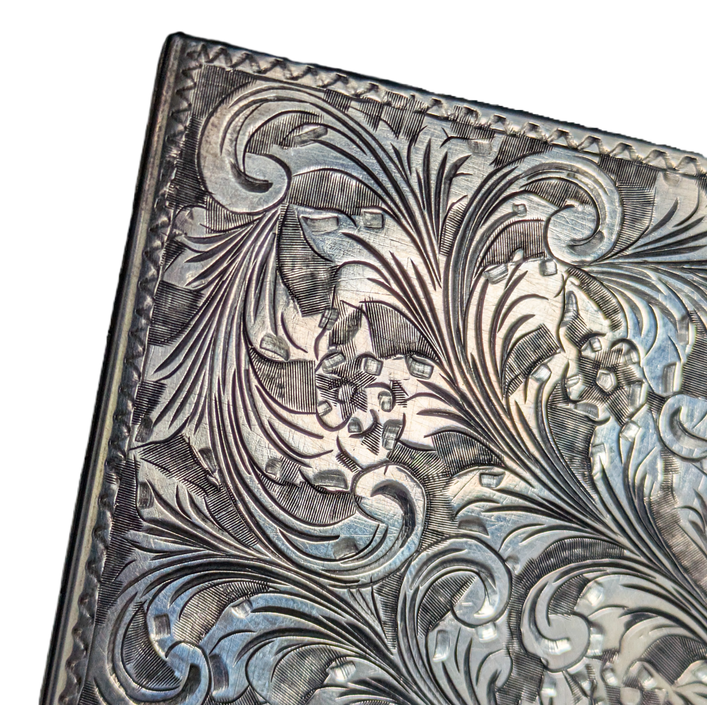 Pitillera italiana de plata 800 burilada 122g