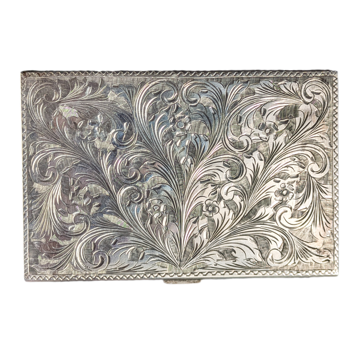 Pitillera italiana de plata 800 burilada 122g