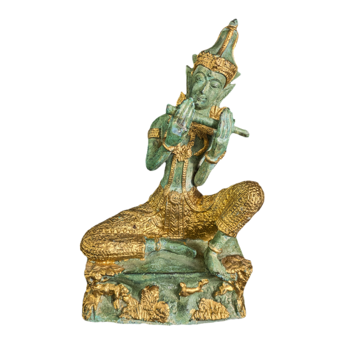 Figura Phra Aphai Mani bronce patinado, Tailandia c.1950