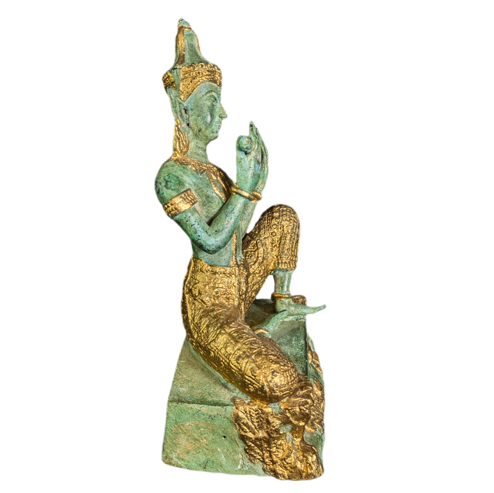 Figura Phra Aphai Mani bronce patinado, Tailandia c.1950