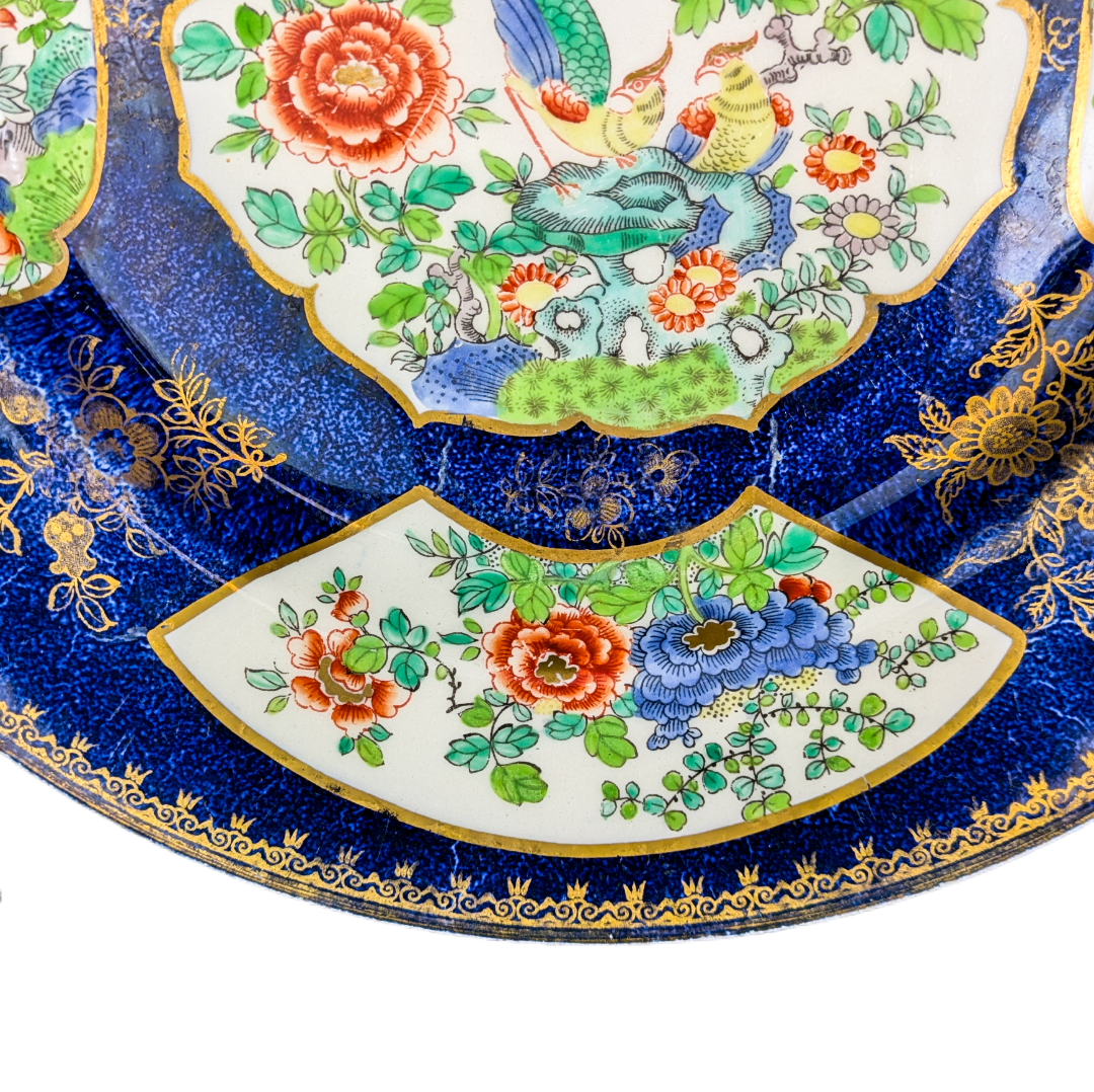 LOTE000638_06-1.png Plato Inglés de Booths porcelana Cobalt Blue pheasant c.1900