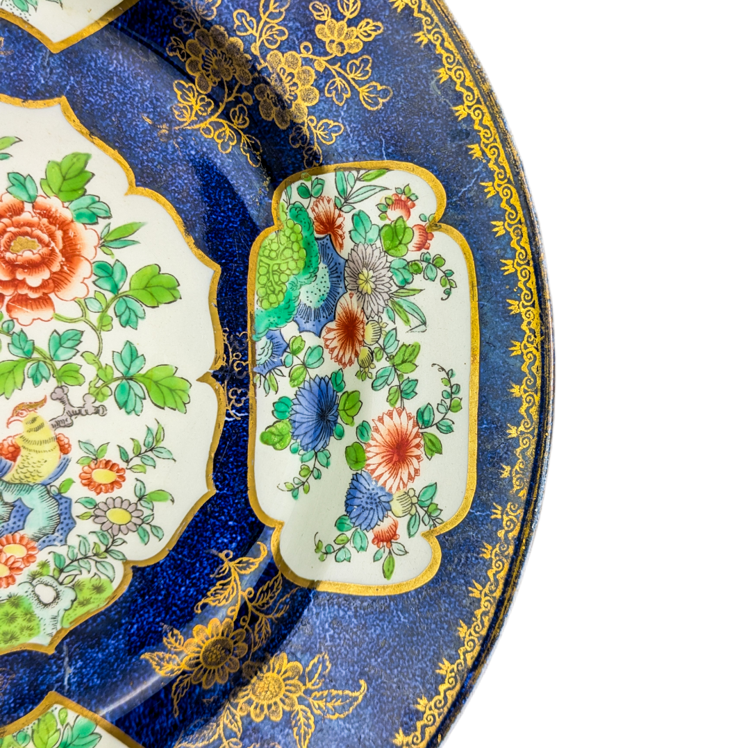 LOTE000638_09-1.png Plato Inglés de Booths porcelana Cobalt Blue pheasant c.1900