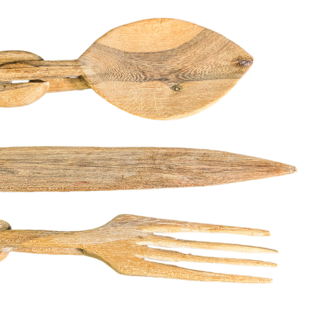 Cubiertos de madera Africanos para Ensalada c.1970