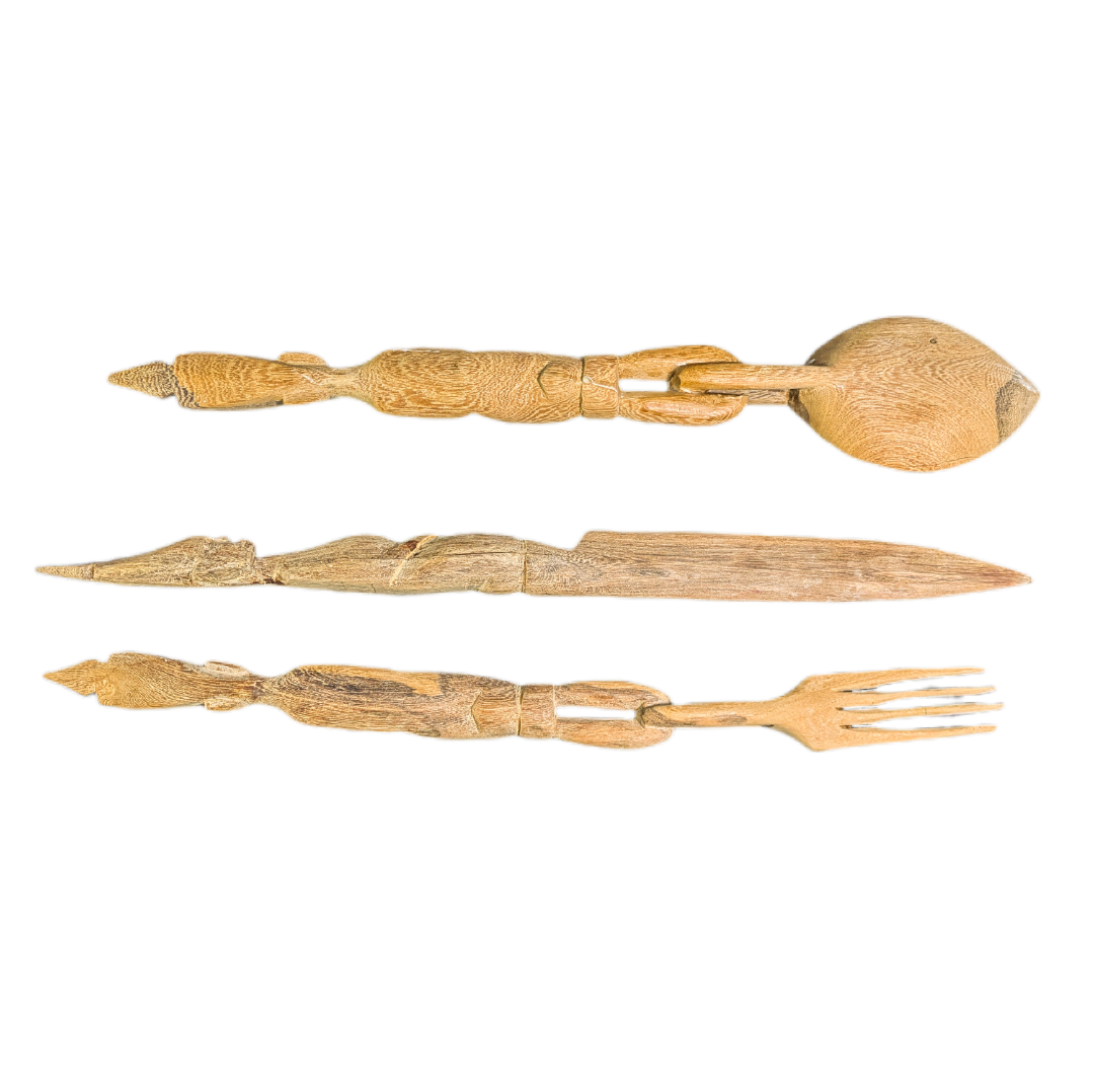 Cubiertos de madera Africanos para Ensalada c.1970