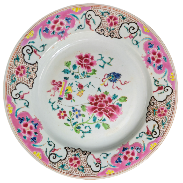 Plato Chino Famille Rose Dinastía Qing periodo Yonzheng (1723-1735)