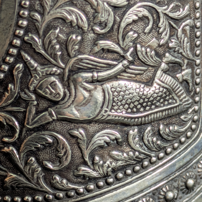 Brazalete plateado de Siam, Tailandia c.1940