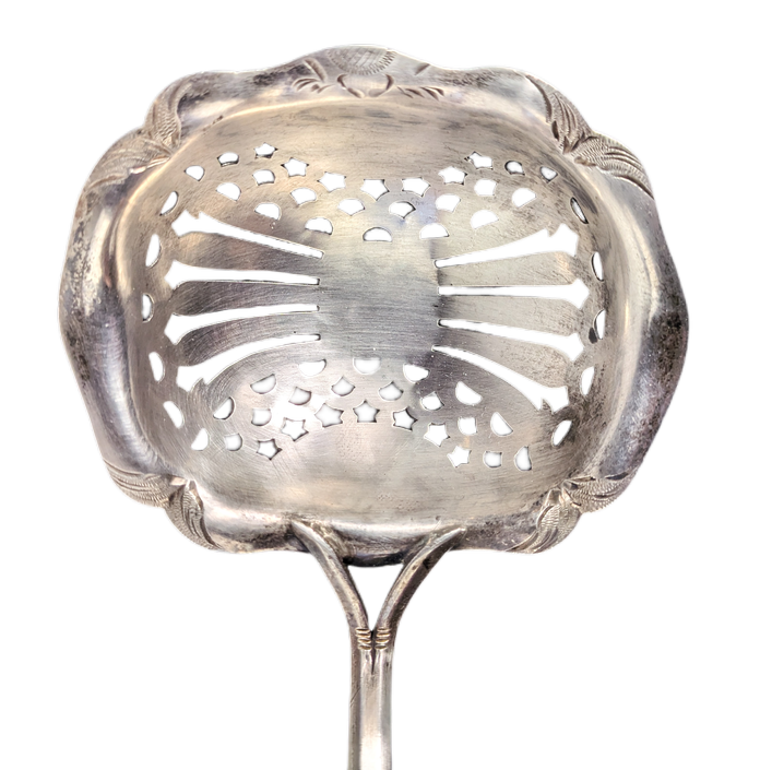 Cuchara tamizadora de azúcar de plata Holandesa Biedermeier