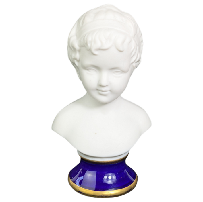 Busto Niño porcelana Biscuit Belle Époque c.1900