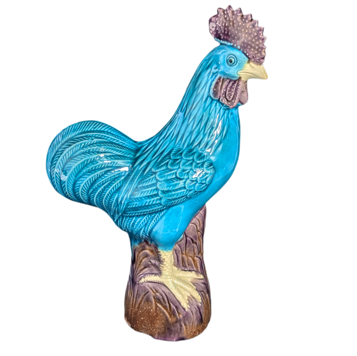 Gallo Chino de porcelana esmaltada en azul c.1950
