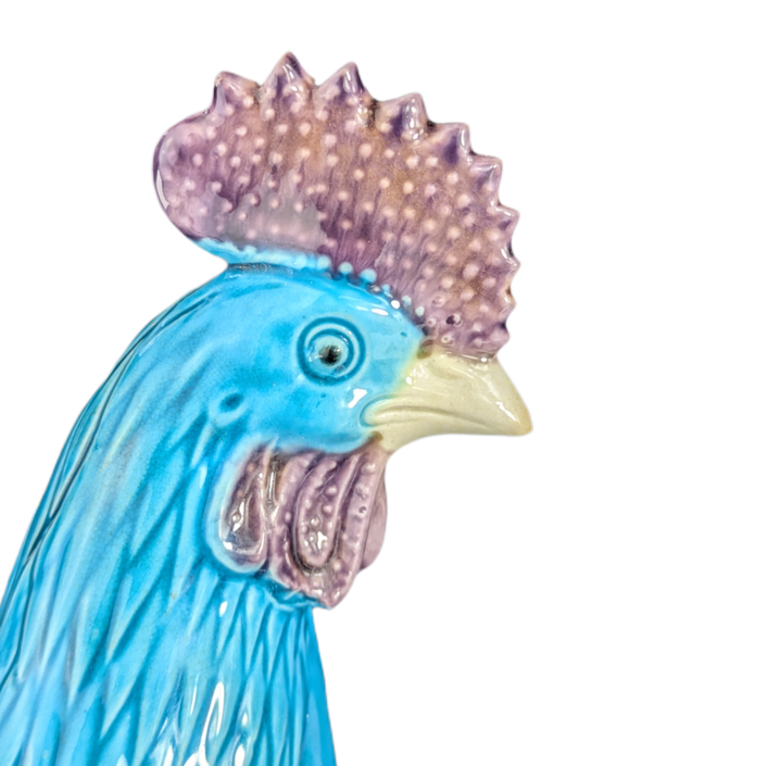 Gallo Chino de porcelana esmaltada en azul c.1950