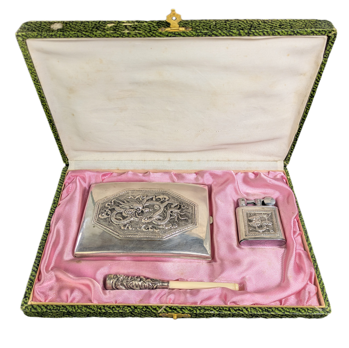 Set de tabaco Plata Vietnamita Guerra de Indochina (1945-1954) dragones