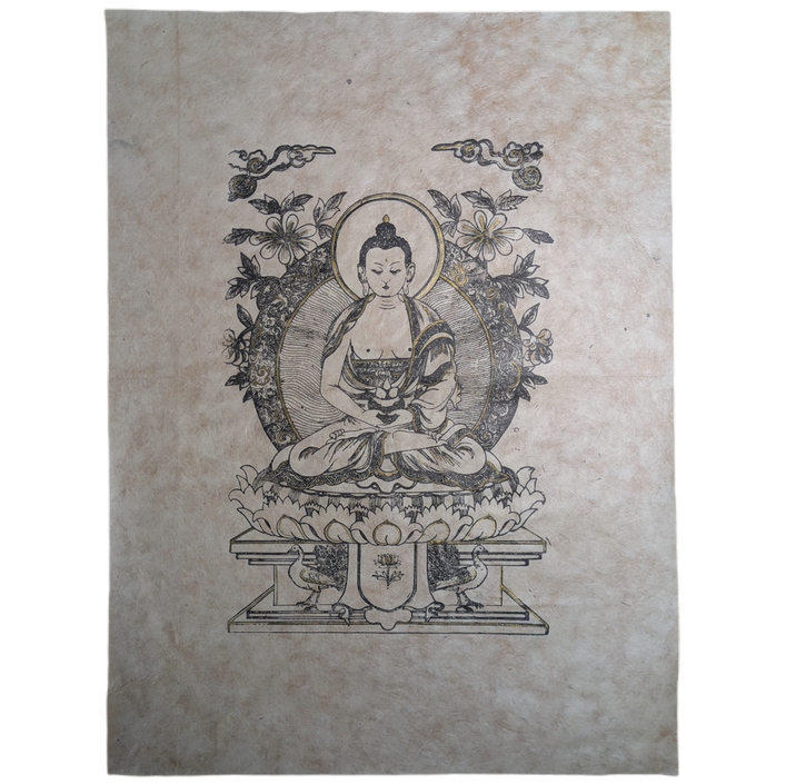 Grabado Nepal Papel Lokta c.1970