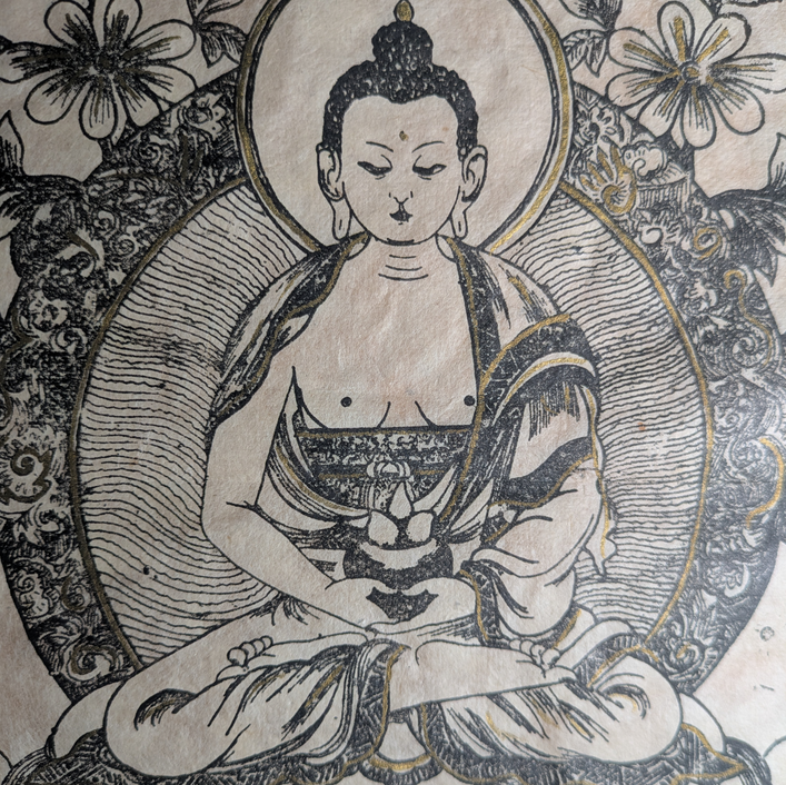 Grabado Nepal Papel Lokta c.1970