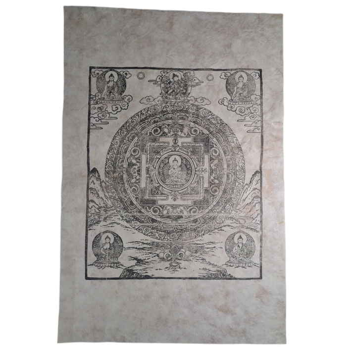 Grabado Nepal Papel Lokta c.1971