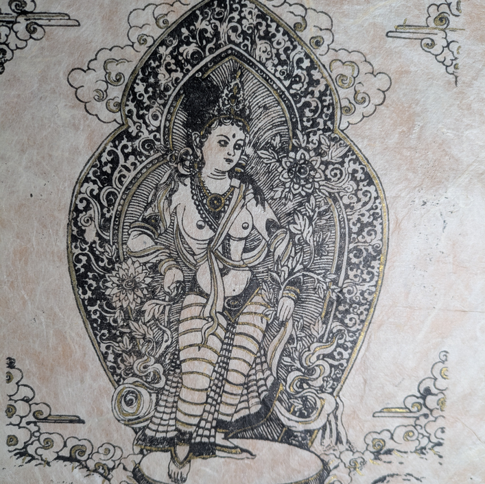 Grabado Nepal Papel Lokta c.1972
